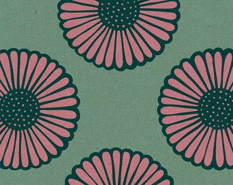 Unruly Nature by Jen Hewitt for Ruby Star Society CANVAS -- 25cm cut of African Daisy in Aqua