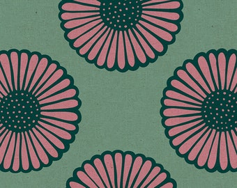 Unruly Nature by Jen Hewitt for Ruby Star Society CANVAS -- 25cm cut of African Daisy in Aqua