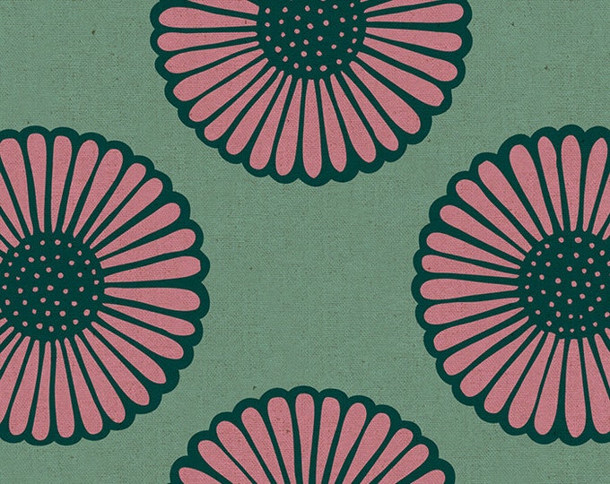 Unruly Nature by Jen Hewitt for Ruby Star Society CANVAS -- 25cm cut of African Daisy in Aqua