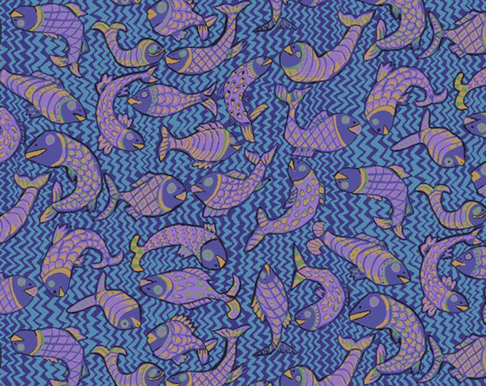 Kaffe Fassett Collective August 2021 -- Fat Quarter of Brandon Mably Koi Polloi in Blue