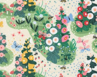 Love Letter by Lizzy House- (37120 11) -- Fat Quarter of Fairy Garden in Eggshell