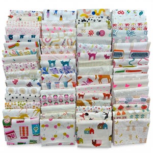 Fat 16th of various Ruby Star Society Fabrics as shown in photo (64 in total) - Low Volume