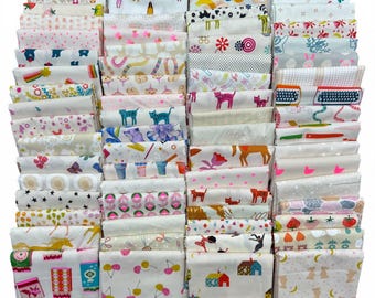 Fat 16th of various Ruby Star Society Fabrics as shown in photo (64 in total) - Low Volume