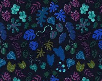 Lagoon --  Leafy Wonder in Navy by Rashida Coleman Hale for Cotton and Steel