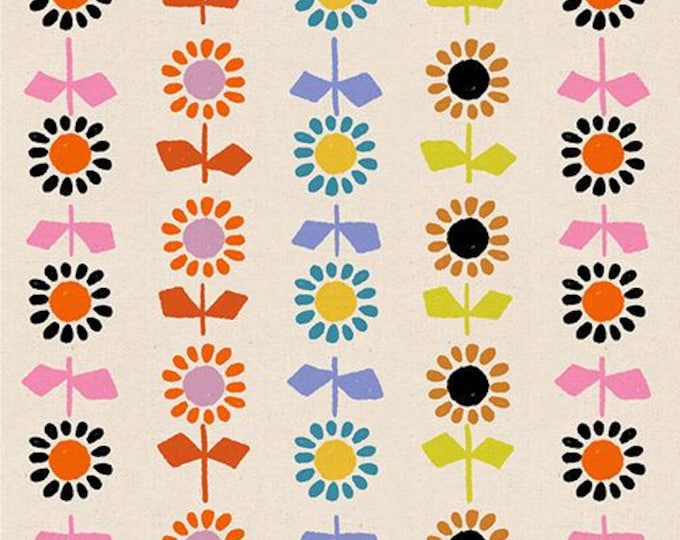 Cat Nap by Alexia Marcelle Abegg for Ruby Star Society -- 25cm cut of Canvas Daisy Stripe in Natural