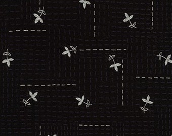 Robert Kaufman - Wayside by Karen Lewis - Silver Sprout on Black (AWIM-18690-2)