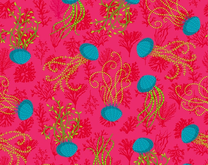Magi Country by Odile Bailloeul for Free Spirit Fabrics - Fat quarter of Aquatic in Pink
