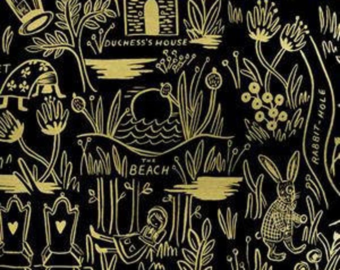Magic Forest CANVAS in Charcoal Metallic of Les Fleurs by Rifle Paper Company for Cotton and Steel