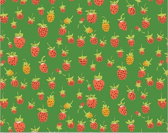Heather Ross Studio Edit -- 37024D-5  Strawberries in Green