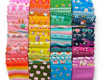 Fat 16th of various Ruby Star Society fabrics as shown in photo (64 in total) - Rainbow