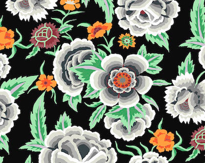 Kaffe Fassett Collective August 2022 -- Fat Quarter of Kaffe Fassett Embroidered Shawl in Black