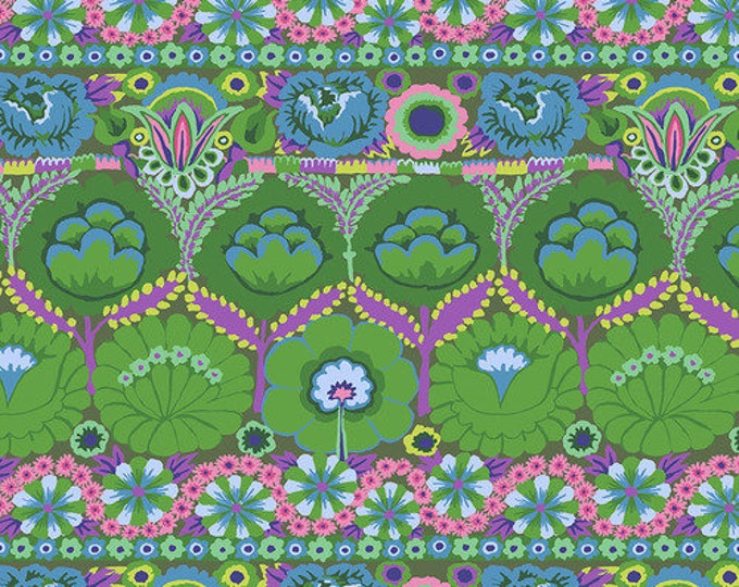 Kaffe Fassett Collective August 2021 -- Fat Quarter of Kaffe Fassett Embroidered Flower in Green