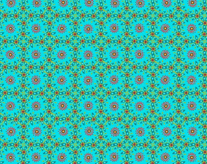 Tropicalism by Odile Bailloeul for Free Spirit Fabrics - Fat quarter of Corossol in Blue