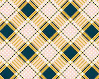Strawberry and Friends by Kimberly Kight for Ruby Star Society -- Fat Quarter of Plaid in Goldenrod