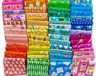 Fat 16th of various Ruby Star Society Rashida Coleman Hale fabrics as shown in photo (64 in total) - Rainbow