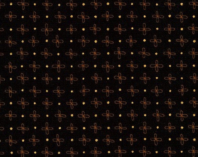 Robert Kaufman - Wayside by Karen Lewis - Gold Flower on Black (AWIM-18691-2)