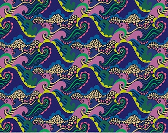 Atlantis by Sally Kelly for Windham Fabrics - Fat Quarter of 53337-3 Sea Spray in Navy