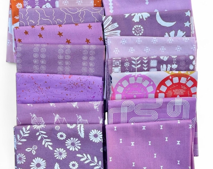 Fat 16th of various Ruby Star Society fabrics as shown in photo (16 in total) - Mauves