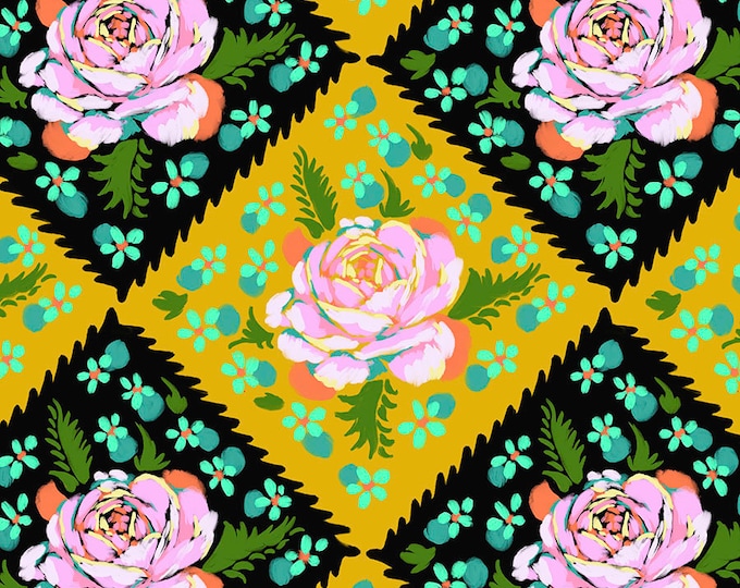 Fluent Fabric by Anna Maria Horner -- Fat Quarter of Rose Tile in Butterscotch