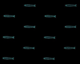 LAWN from Porto with Love by Sarah Watts for Cotton and Steel Fabrics - Fat Quarter of Fish in Black
