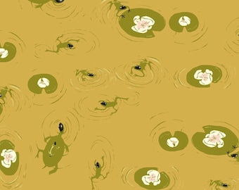 West Hill by Heather Ross -- Fat Quarter of Lily Pond in Olive