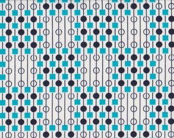 Japanese cotton fat quarter by Kei - Geodots in blue and black on white