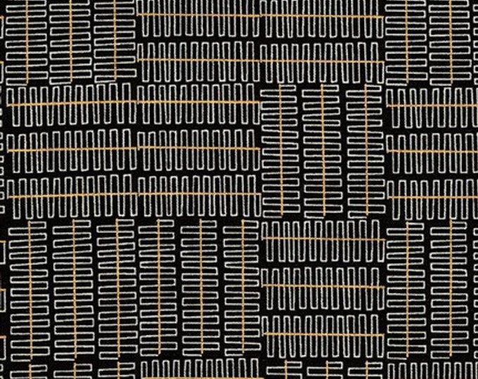 Robert Kaufman - Wayside by Karen Lewis - Grey grid pattern on black (AWIM-18692-2)