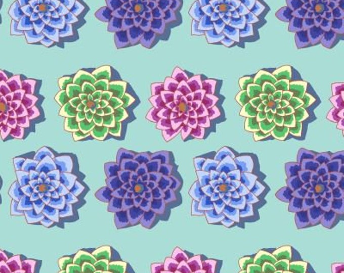 Kaffe Fassett Collective February 2022 -- Fat Quarter of Kaffe Fassett Shadow Flower in Aqua