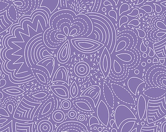 Hopscotch Century Prints by Alison Glass for Andover Fabrics - Fat Quarter of Stitched in Wisteria