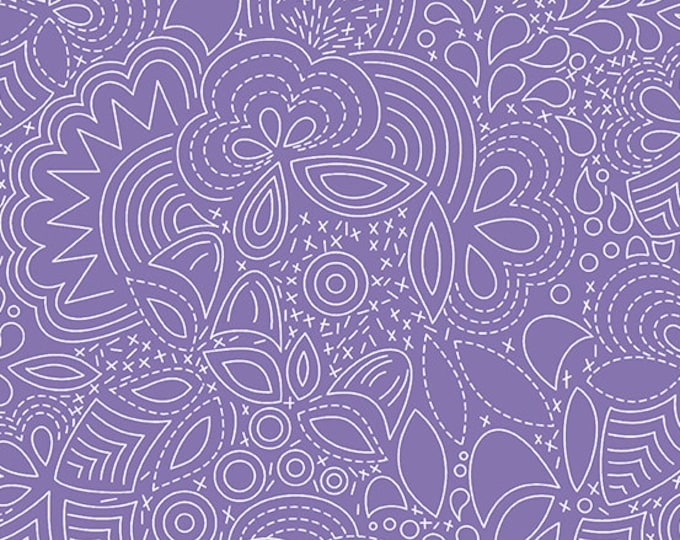 Hopscotch Century Prints by Alison Glass for Andover Fabrics - Fat Quarter of Stitched in Wisteria