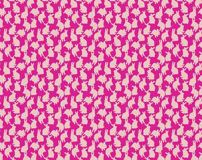 Woodland Walk by Nathalie Lete for Anna Maria Horner Conservatory - Fat Quarter of Mini Rabbits in Fuchsia