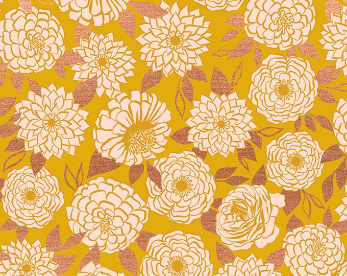 Stay Gold in Gold Sparkle Flower Metallic (RS0022-11M) by Ruby Star Society for Moda -- Fat Quarter