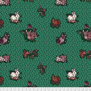 Woodland Walk by Nathalie Lete for Anna Maria Horner Conservatory - Fat Quarter of Lucky Animals in Mint