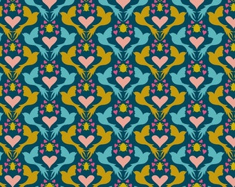 Eden by Sally Kelly for Windham Fabrics - Fat Quarter of 52808-6 Dovelove in Blue