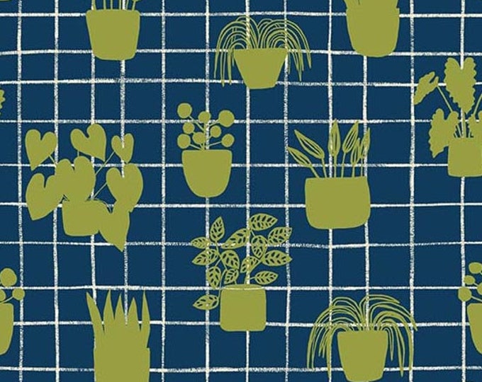 Home by Sarah Golden for Andover Fabrics - Fat Quarter of House Plants in Cobalt -- Cotton