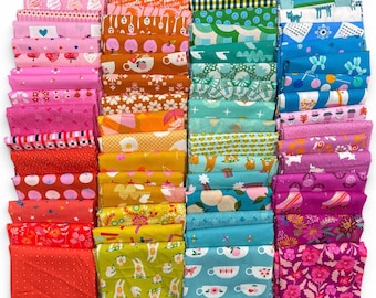 Fat 16th of various Ruby Star Society Rashida Coleman Hale fabrics as shown in photo (64 in total) - Rainbow