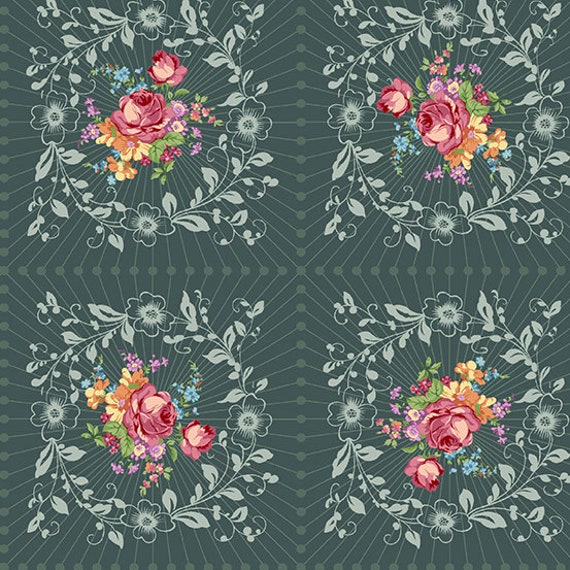 Nonna Wreath Slate - Giucy Giuce - PER QUARTER METRE Nonna Wreath Slate - Giucy Giuce - PER QUARTER METRE