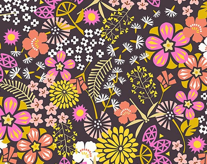 Koi Pond by Ruby Star Society -- Fat Quarter of Koi Floral in Caviar (RS3037 15)