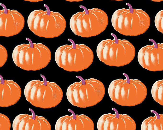 Spooky Darlings by Ruby Star Society -- Fat Quarter of Pumpkins in Black (RS5075 14M)