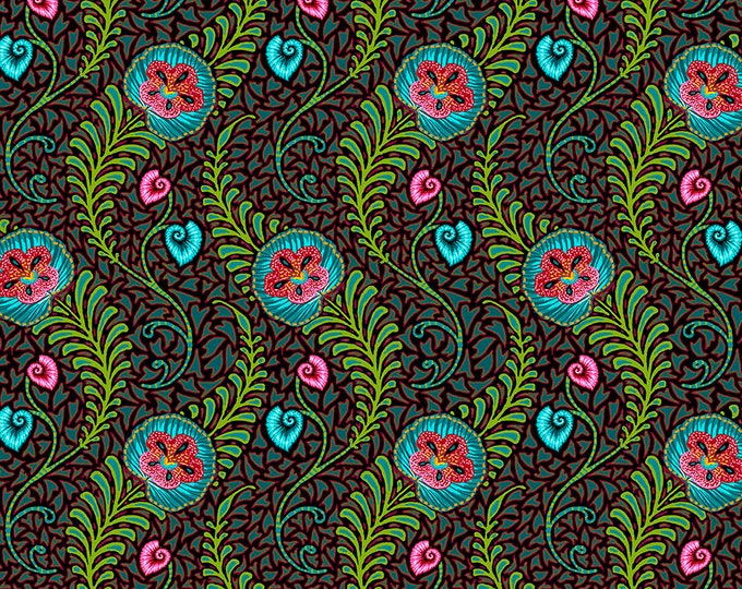 Tropicalism by Odile Bailloeul for Free Spirit Fabrics - Fat quarter of Small Orchidees in Dark