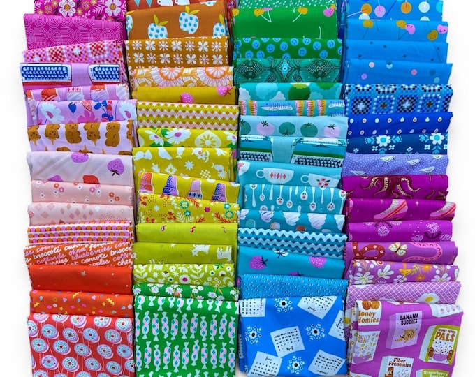 Fat 16th of various Ruby Star Society Rashida Coleman Hale fabrics as shown in photo (64 in total) - Rainbow