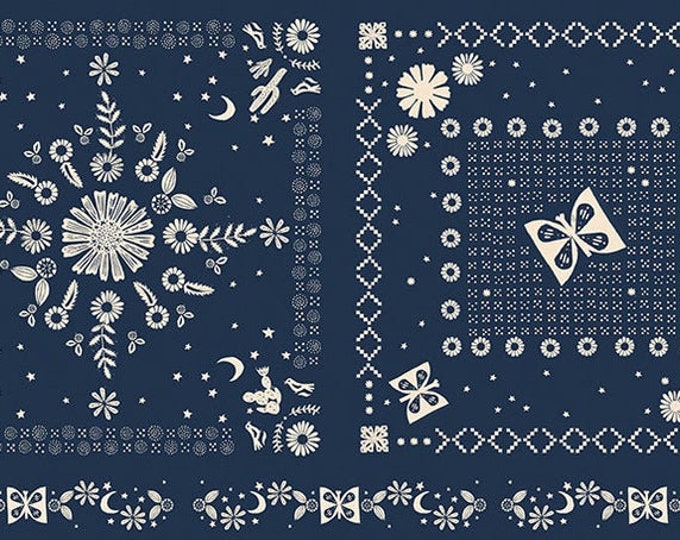 Ruby Star Golden Hour Collection - Panel in Navy by Alexia Marcelle Abegg for MODA Fabrics - 24" x 44" panel - 100% Cotton - RS4022-12