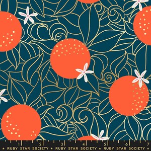 Florida Shade Orange Blossoms in Peacock RS2025 14M door Sarah Watts -Ruby Star Society - Fat Quarter