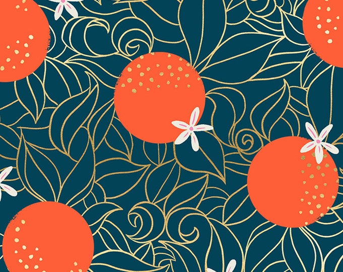 Florida Shade Orange Blossoms in Peacock RS2025 14M by Sarah Watts -Ruby Star Society - Fat Quarter