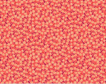 Atlantis by Sally Kelly for Windham Fabrics - Fat Quarter of 53341-10 Coral Flower in Coral