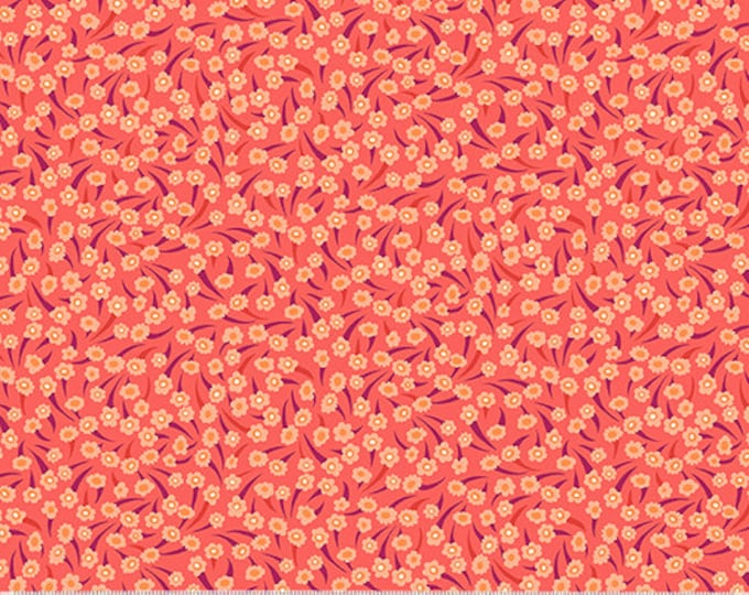 Atlantis by Sally Kelly for Windham Fabrics - Fat Quarter of 53341-10 Coral Flower in Coral