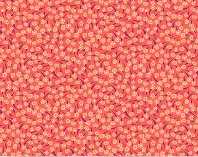 Atlantis by Sally Kelly for Windham Fabrics - Fat Quarter of 53341-10 Coral Flower in Coral