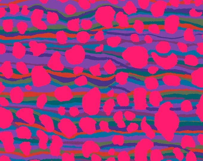 Kaffe Fassett Collective August 2020 -- Fat Quarter of Brandon Mably Stream in Magenta