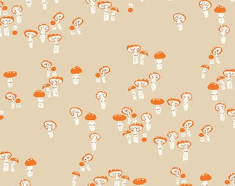 Far Far Away 3 by Heather Ross -- Fat quarter of Mushrooms in Grey