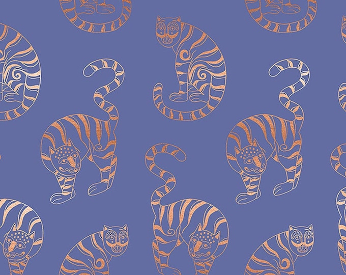 Air Flow, Tiger in the Taiga, RS6005-16 Metallic Twilight, Sasha Ignatiadou, Ruby Star Society Fabric, 100% Cotton